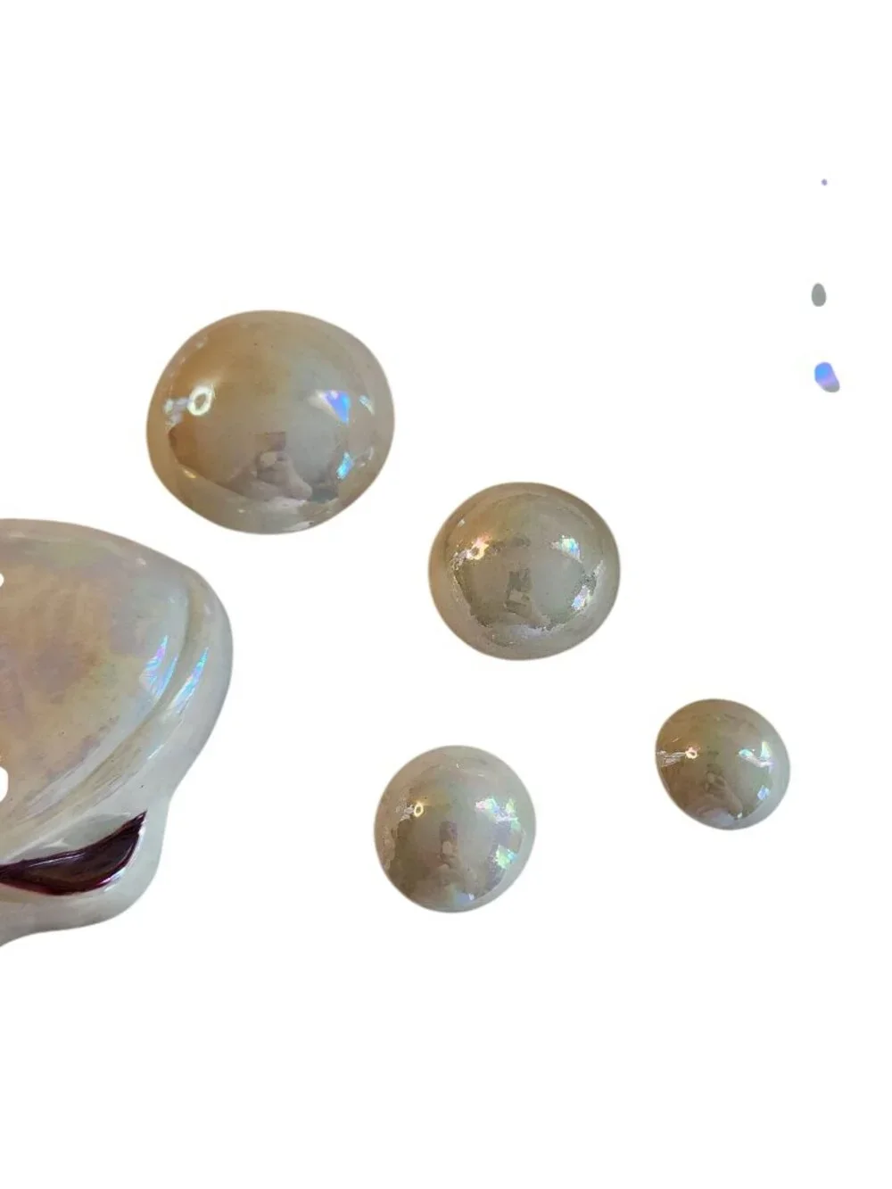 Vintage 1950s White Ceramic Fish Wall Plaques Featuring a Pearly Luster Finish s